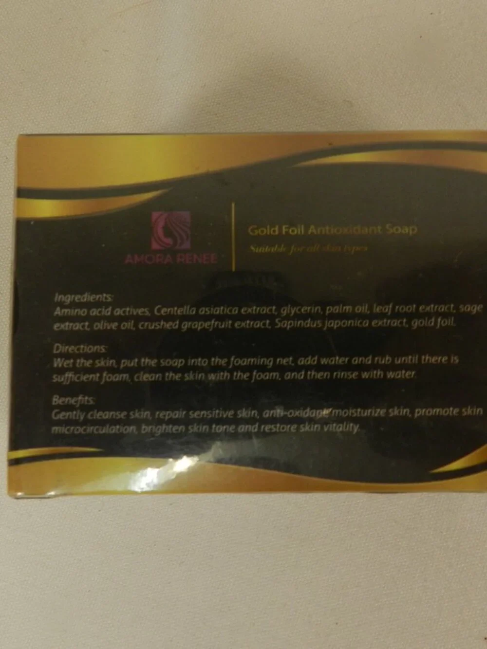 Amora Renee Gold Foil Bar Soap handmade 24k gold skincare bar Antioxidant NEW